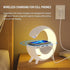 Lampa Smart LED RGB si Incarcator Wireless 15W, Lumini Ambientale, Sincronizare muzicala, Difuzor 5W, Muzica Bluetooth, USB, FM Radio, MicroSD, AUX, Afisaj Ceas Digital, Alarma, Alb